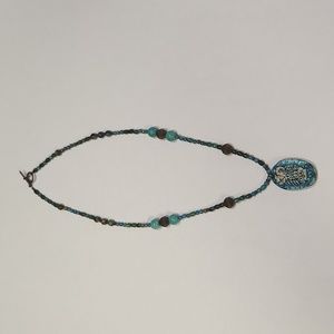 Beaded carved Owl pendant necklace